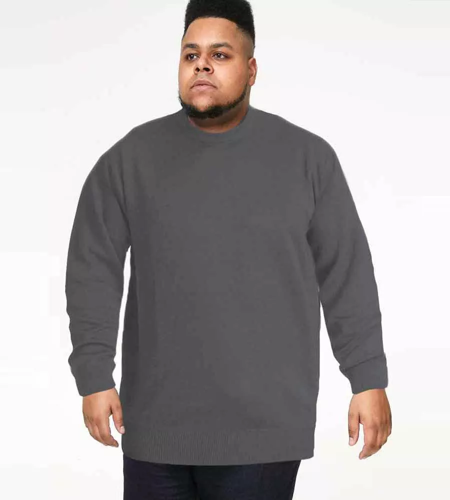 D555 Men's Charcoal Plain Crew Neck Sweater (Adkin 3)