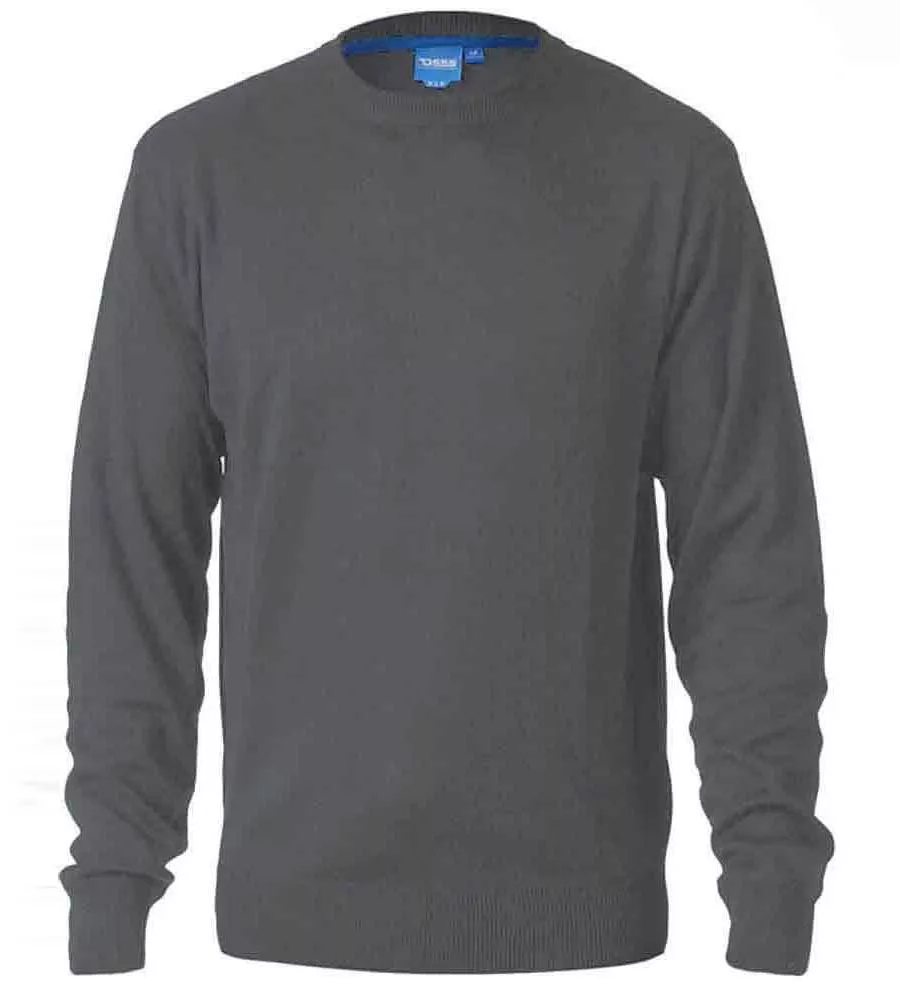 D555 Men's Charcoal Plain Crew Neck Sweater (Adkin 3)