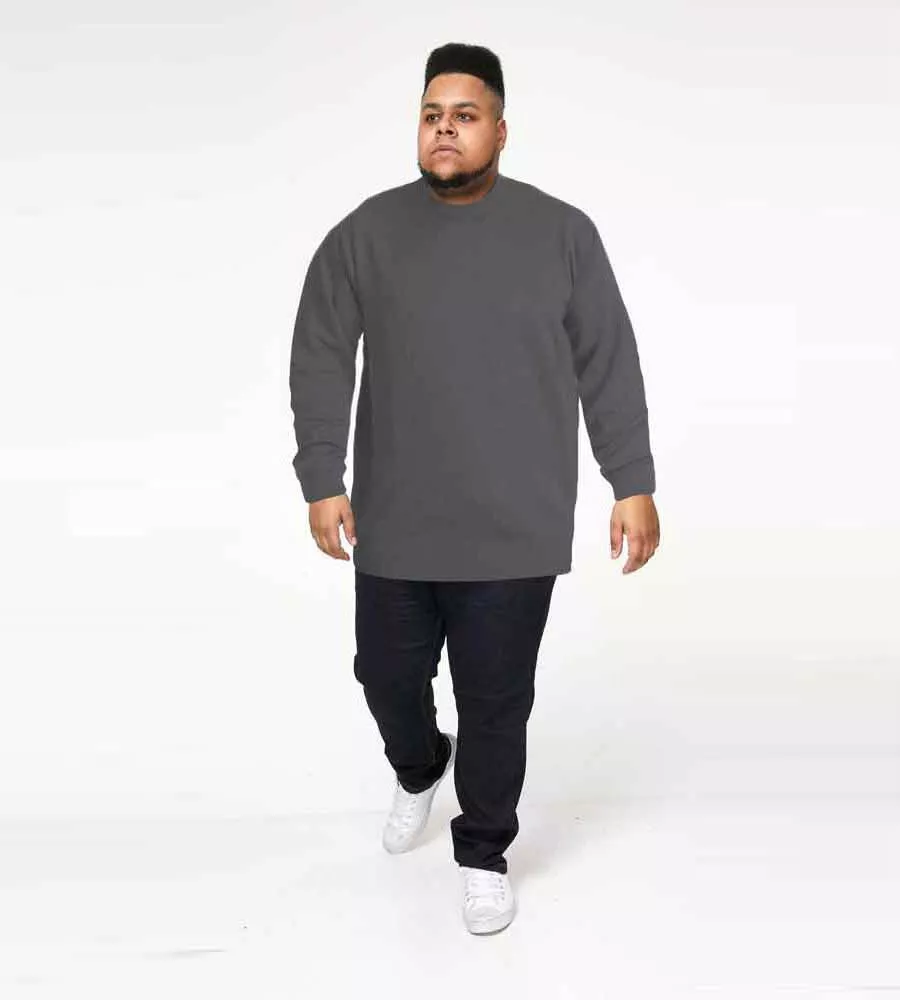 D555 Men's Charcoal Plain Crew Neck Sweater (Adkin 3)