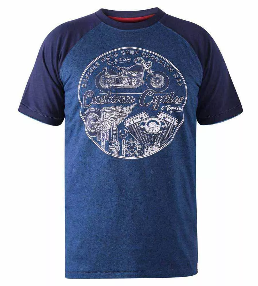 Big and Tall Mens Custom Motorbike Printed T-Shirt With Raglan Sleeve (PORTER)