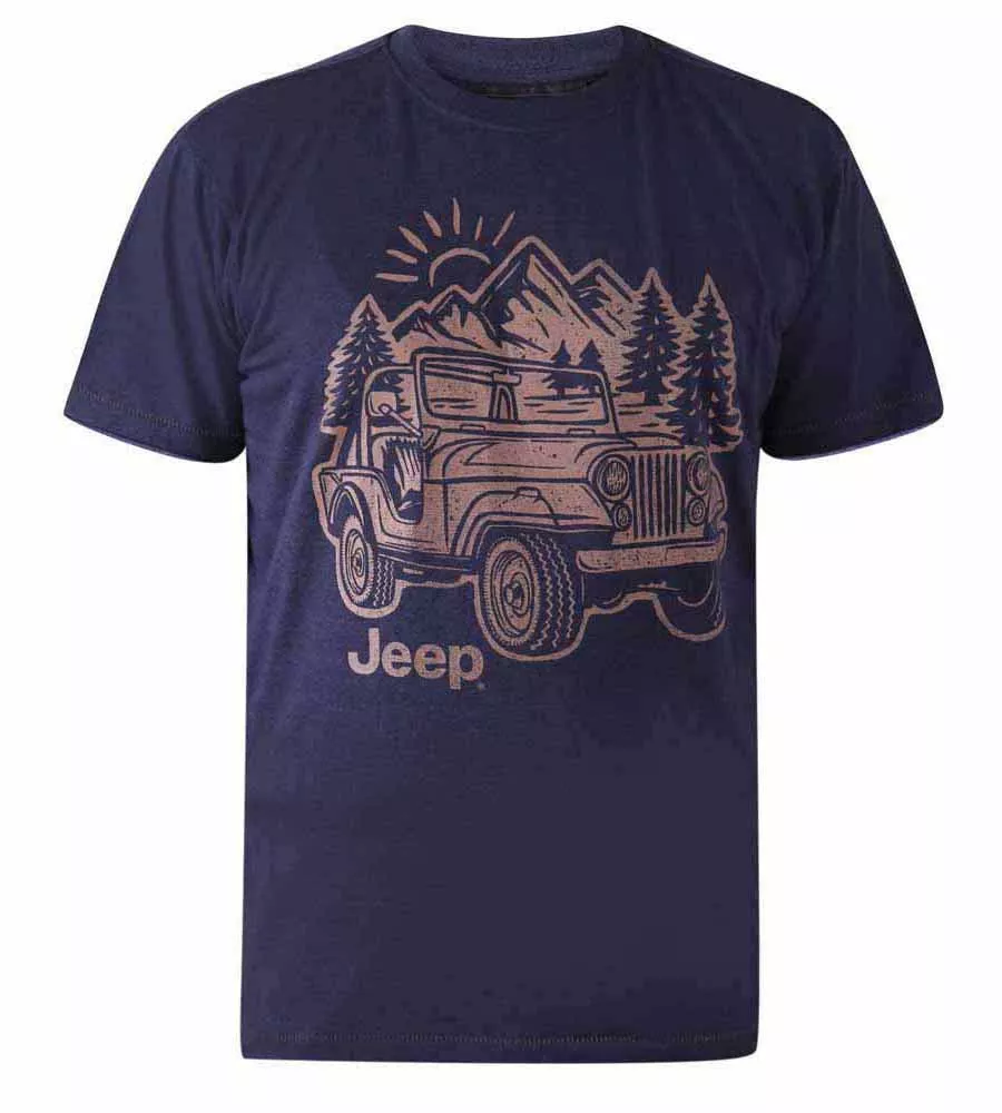 D555 Big Men's Jeep Printed T Shirt - Officially Licensed (ARGENT)