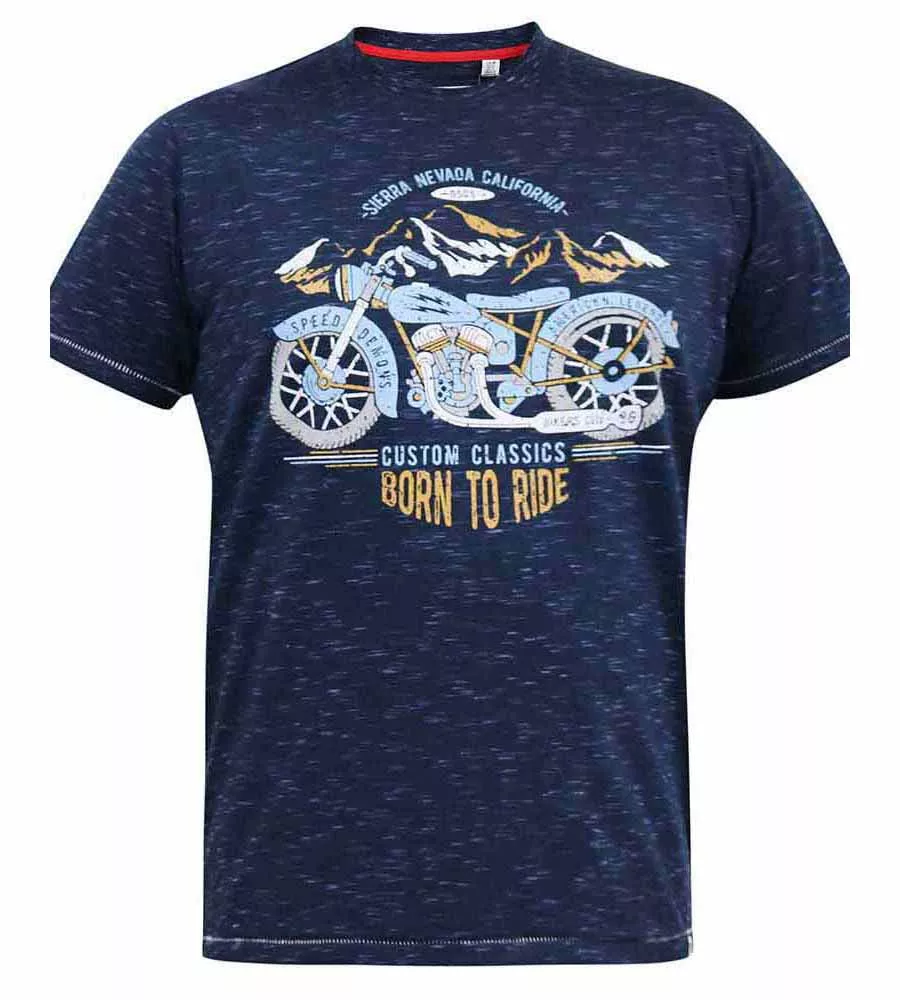 Big Men's Navy Motorbike Printed T-Shirt (JOSIAH) at D555