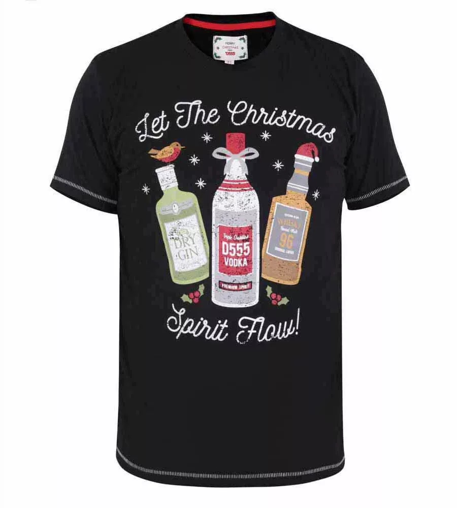 Big & Tall Festive Spirit Printed Christmas T-Shirt (SPIRIT) by D555