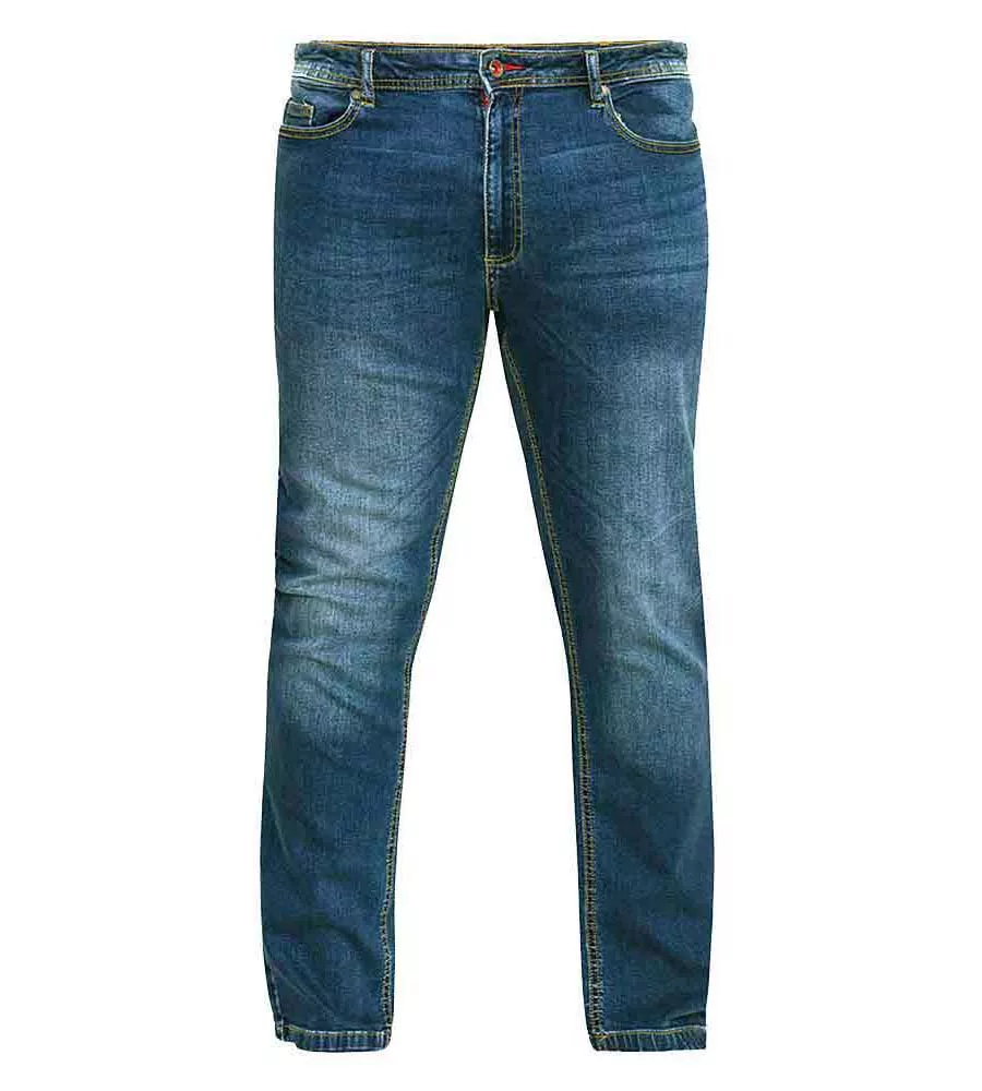 D555 Big Mens Tapered Fit Stretch Jeans in Dark Blue Stonewash (AMBROSE-KS) Clothing Store for Men