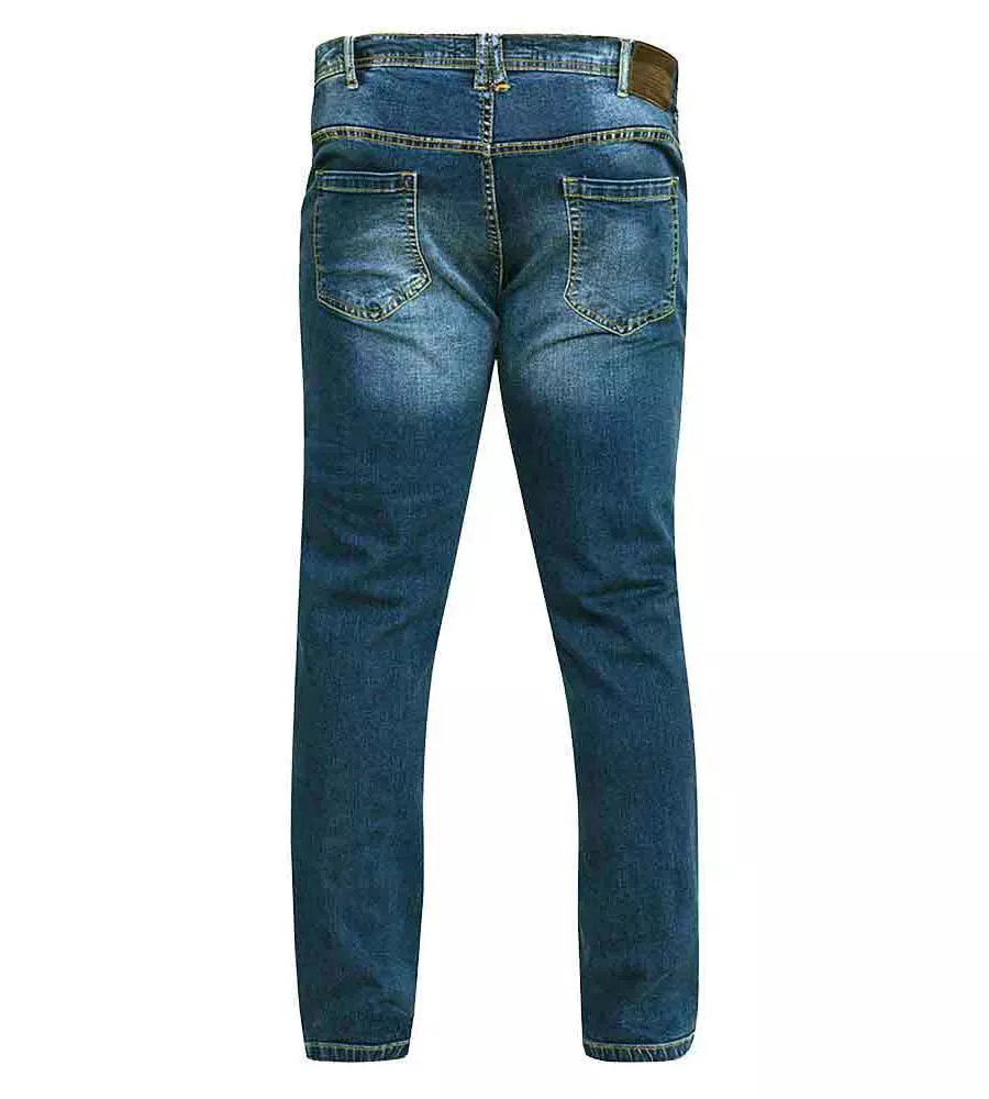 D555 Big Mens Tapered Fit Stretch Jeans in Dark Blue Stonewash (AMBROSE-KS) Clothing Store for Men