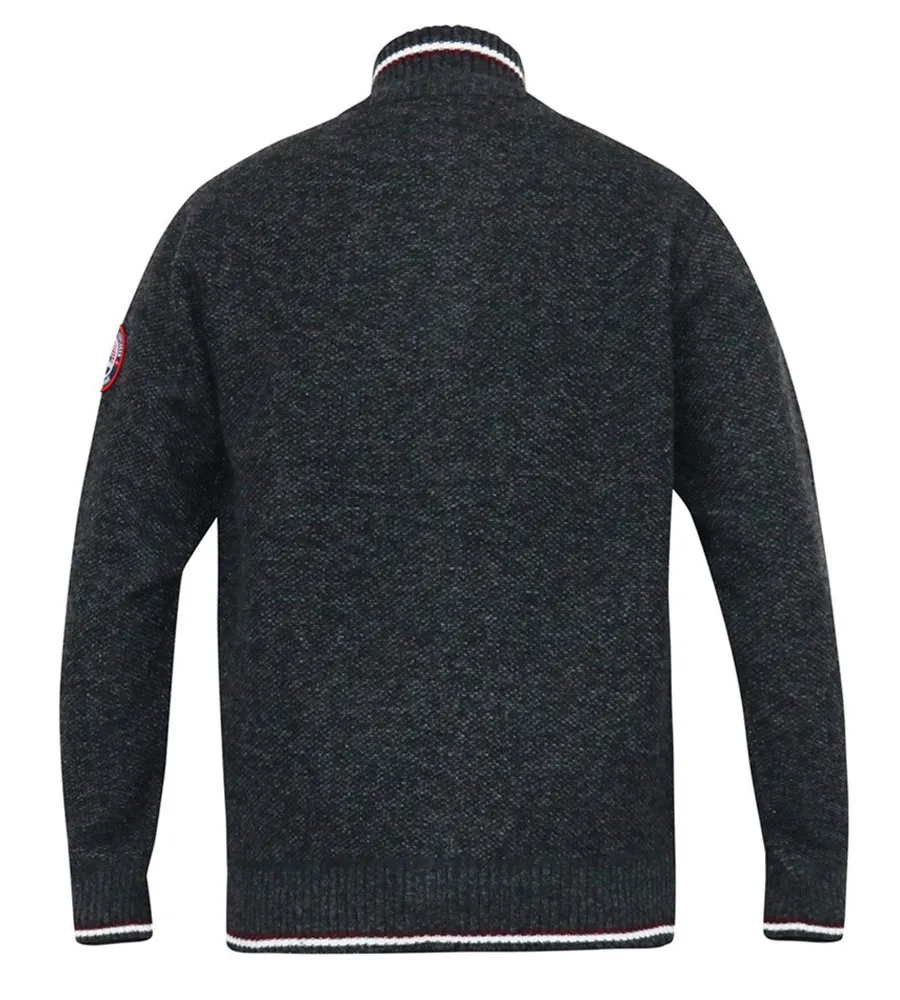 D555 Men's Charcoal Knitted Zip-through Sweater with Lining Aberdare 2