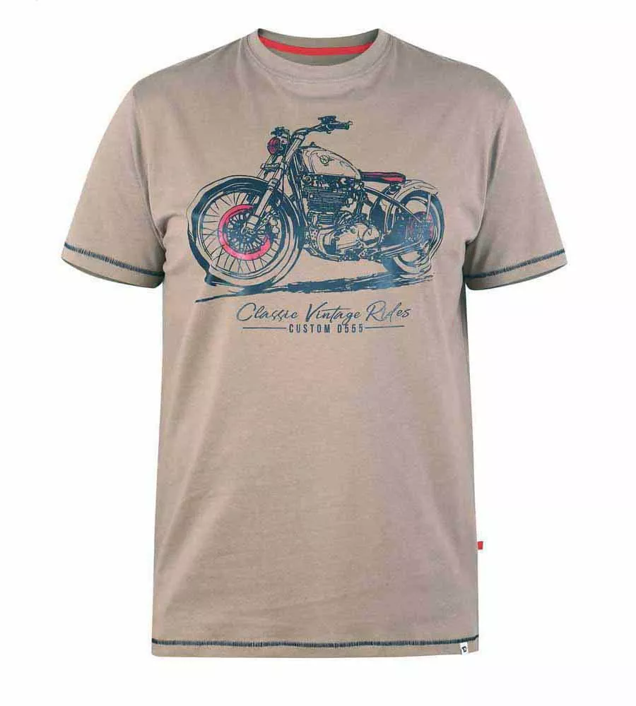 D555 Ramsgate Big Men's Classic Motorbike Printed T-Shirt