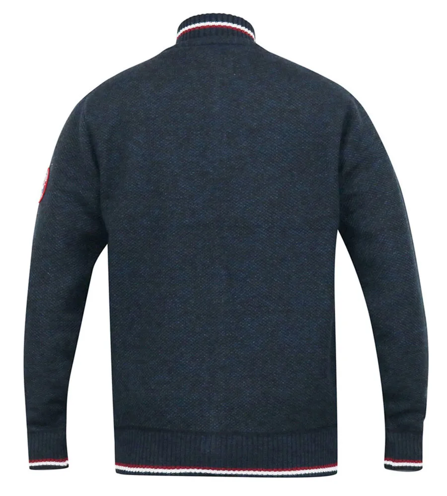 D555 Tall Men's Navy Knitted Zip-through Sweater with Lining Aberdare 1