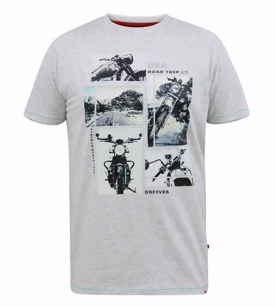 D555 Trafford Big Men's Multi Bike Photo Printed T-Shirt