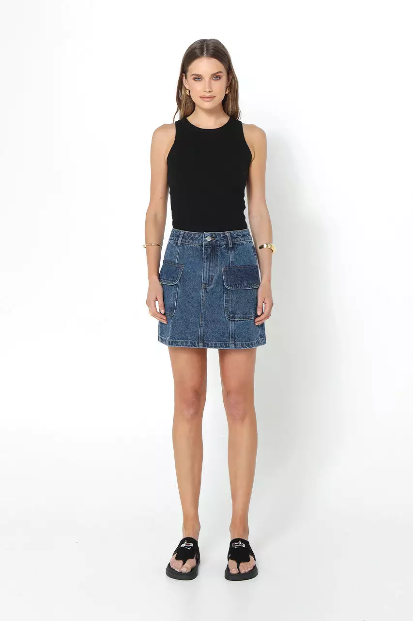 Darcy Mini Skirt Dark Blue - Shop Now