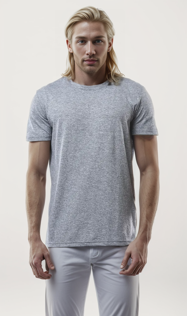 Dark Grey Cotton Crew Neck Tee - O178874