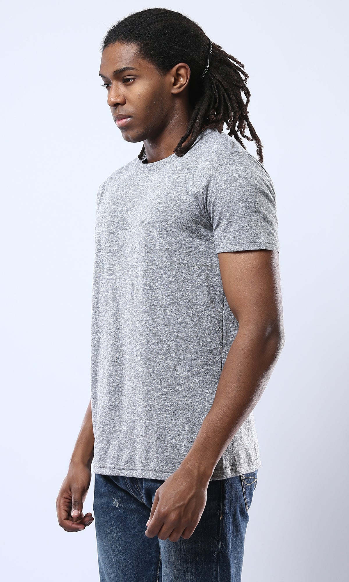 Dark Grey Cotton Crew Neck Tee - O178874