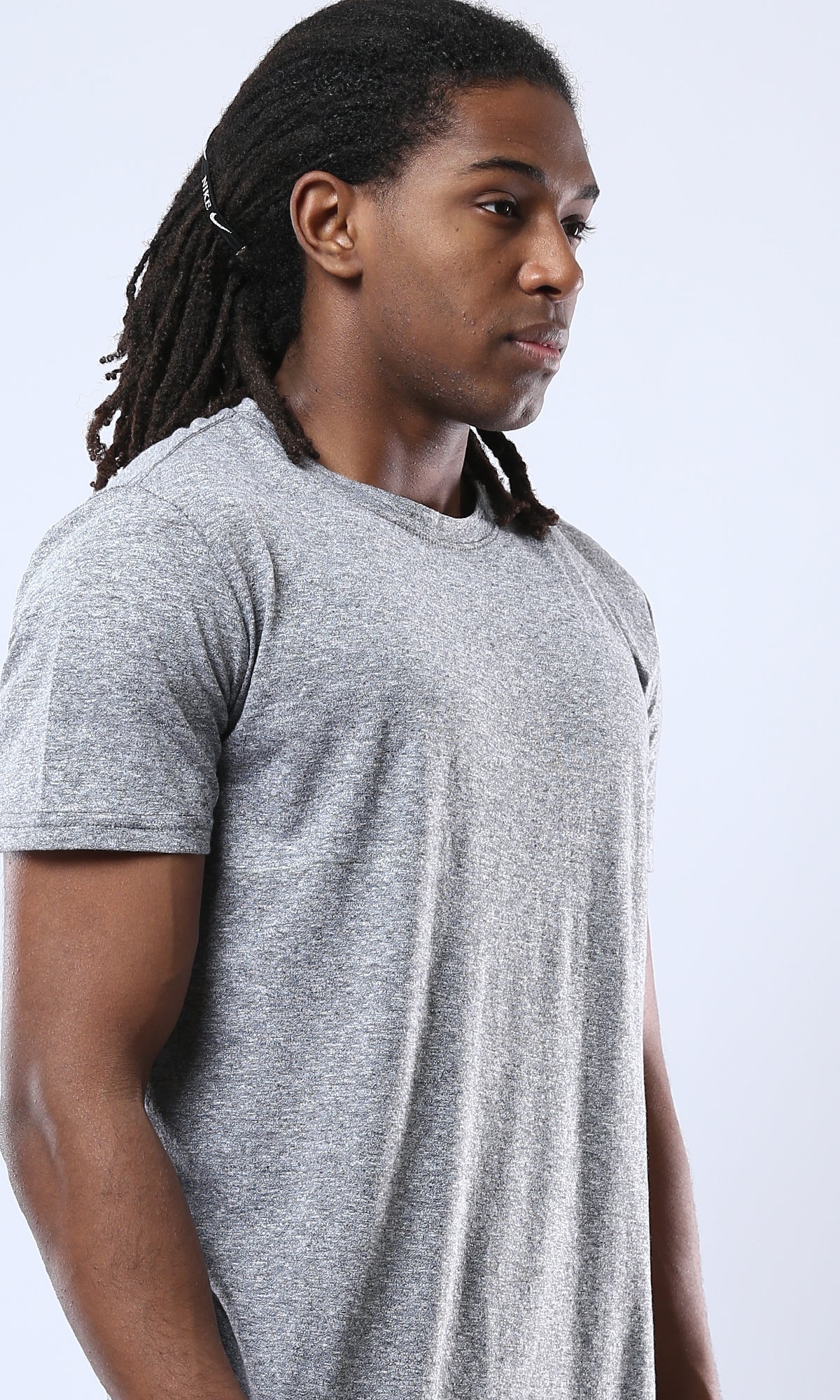 Dark Grey Cotton Crew Neck Tee - O178874