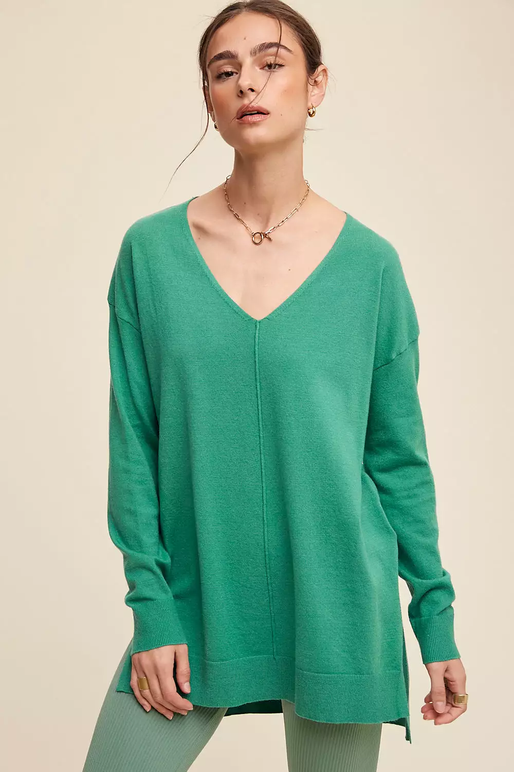 Deep V-Neck Oversized Sweater