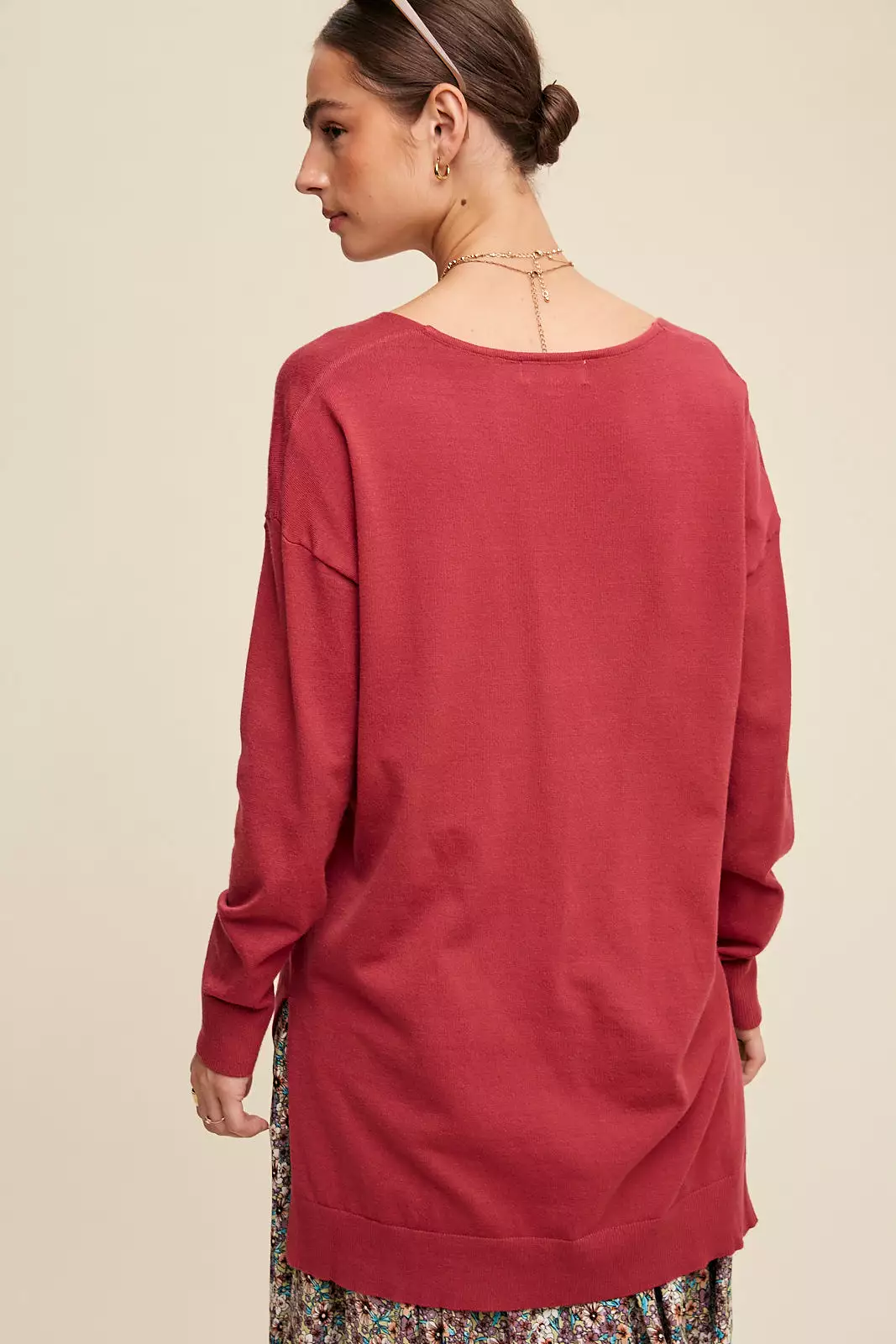 Deep V-Neck Oversized Sweater