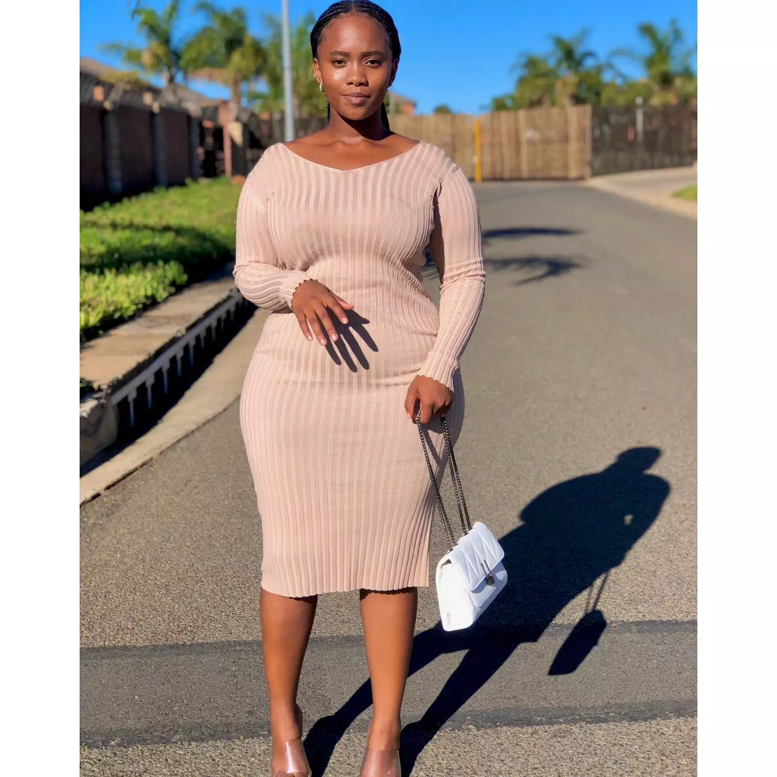 Deep V-Neck Sweater Dress - Discover the perfect attire for fashion-forward individuals. Shop now for a remarkable selection.