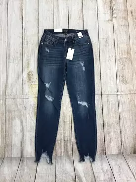 Destroyed Hem Mid Rise Jean