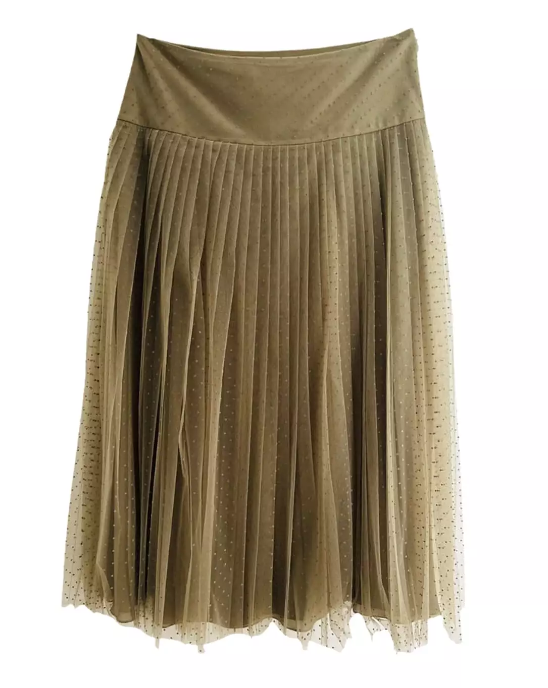 DIOR Maxi Skirt - Plumetis Khaki with Silk Lining - Size 42 FR