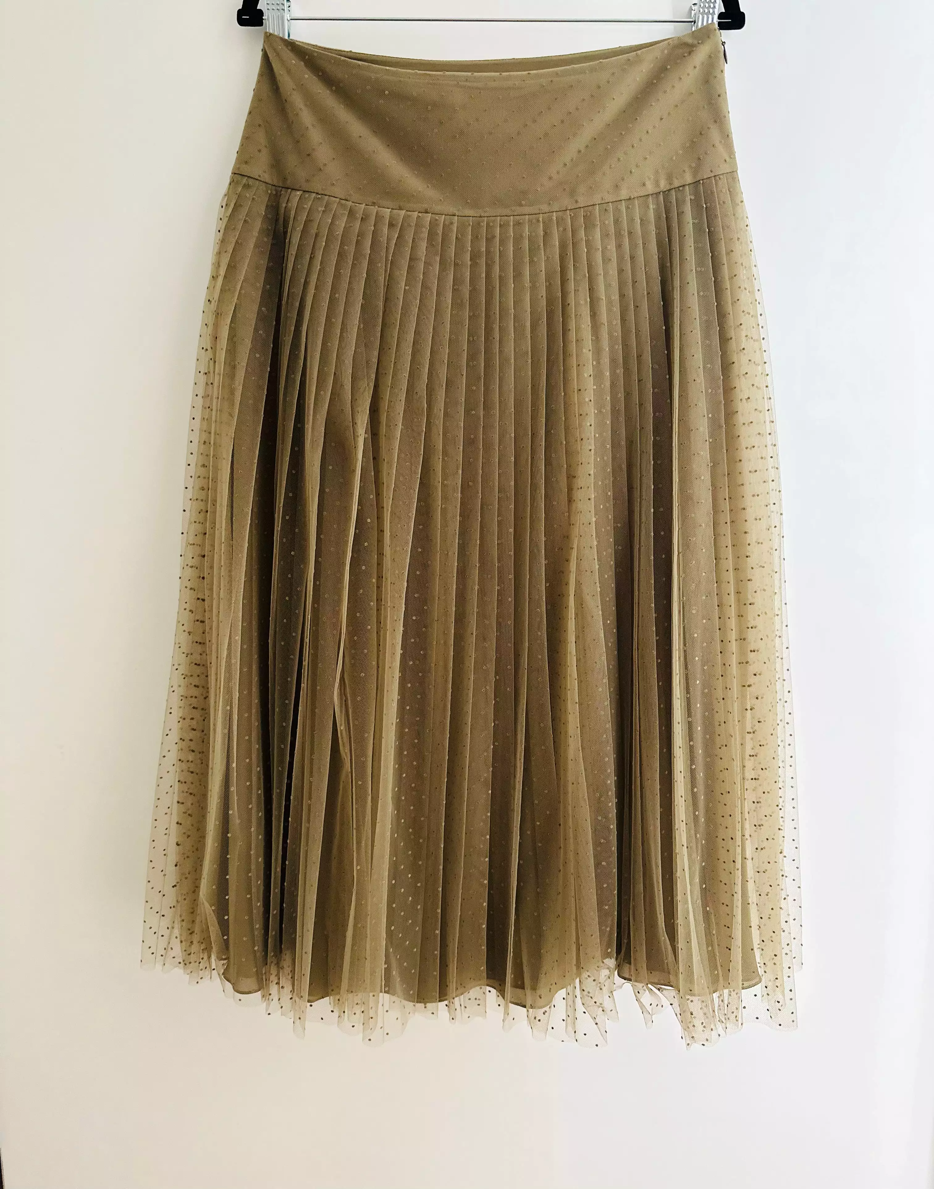 DIOR Maxi Skirt - Plumetis Khaki with Silk Lining - Size 42 FR