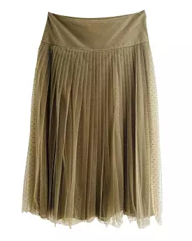 DIOR Maxi Skirt - Plumetis Khaki with Silk Lining - Size 42 FR