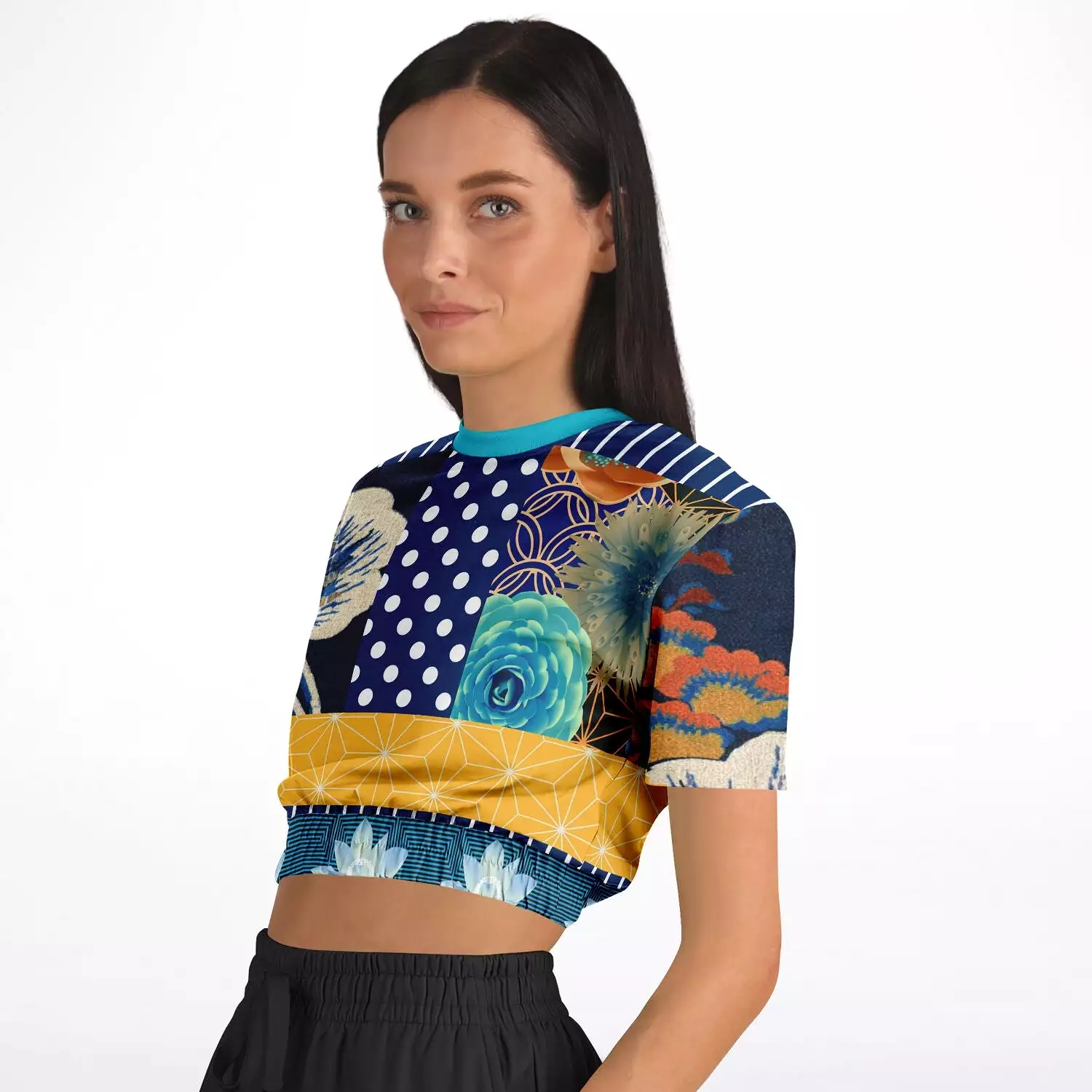 Divinity Short Sleeve Cropped Eco-Poly Sweater.