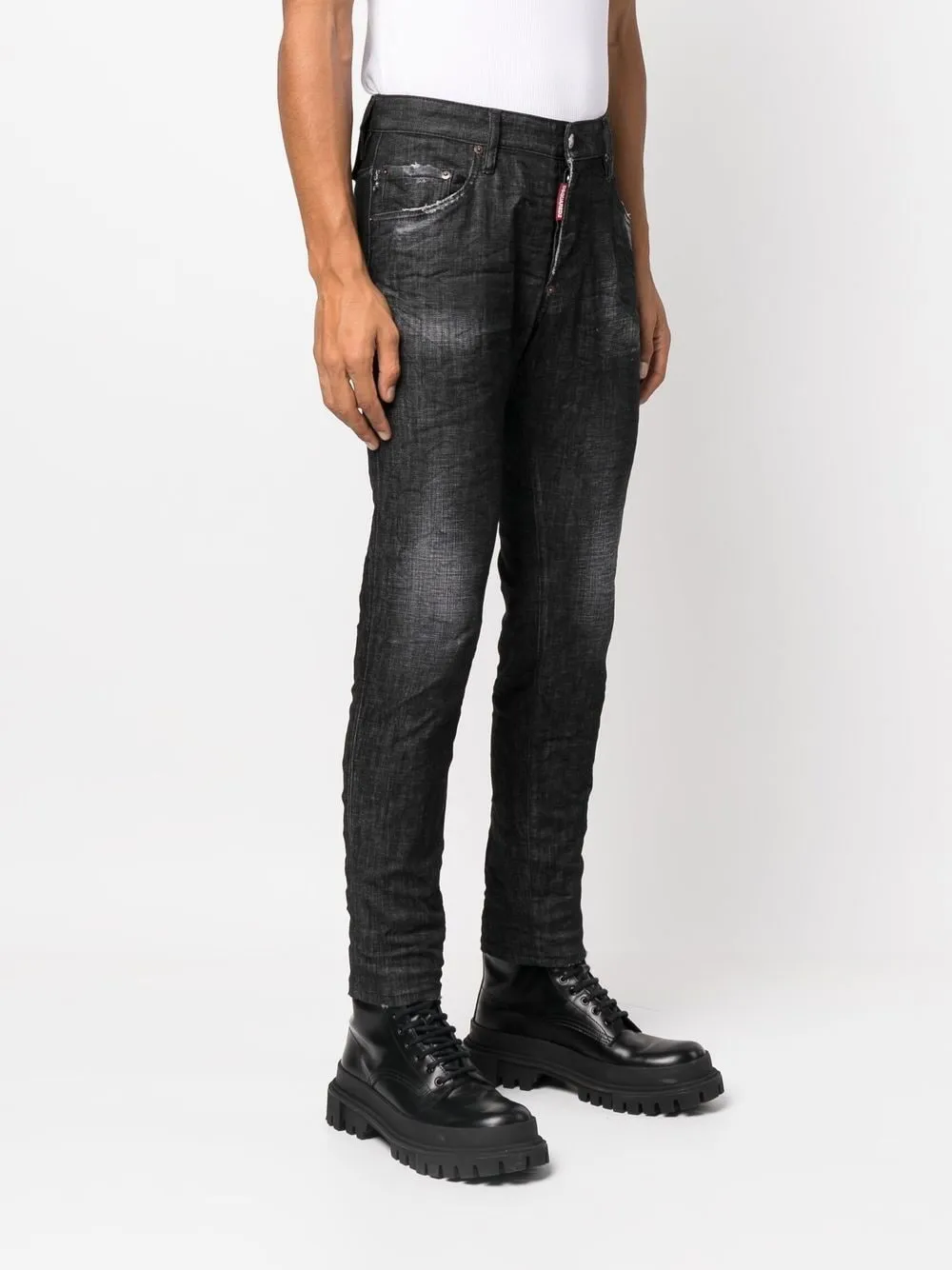 Black distressed skinny jeans by Dsquared2