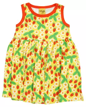 DUNS Sleeveless Dress with Gathered Skirt - Daisies and Strawberries Buttercup