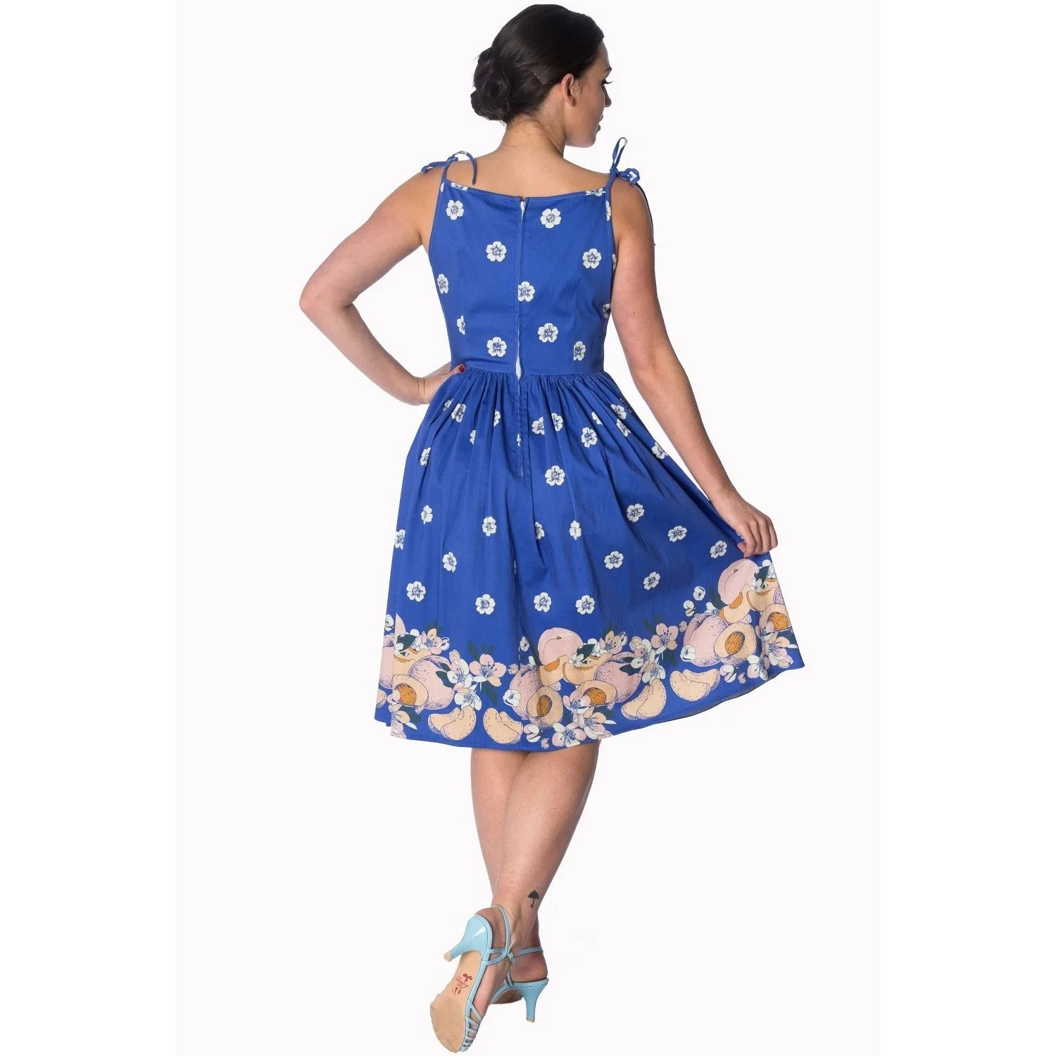 Electric Blue Floral Fruit Summer Dress