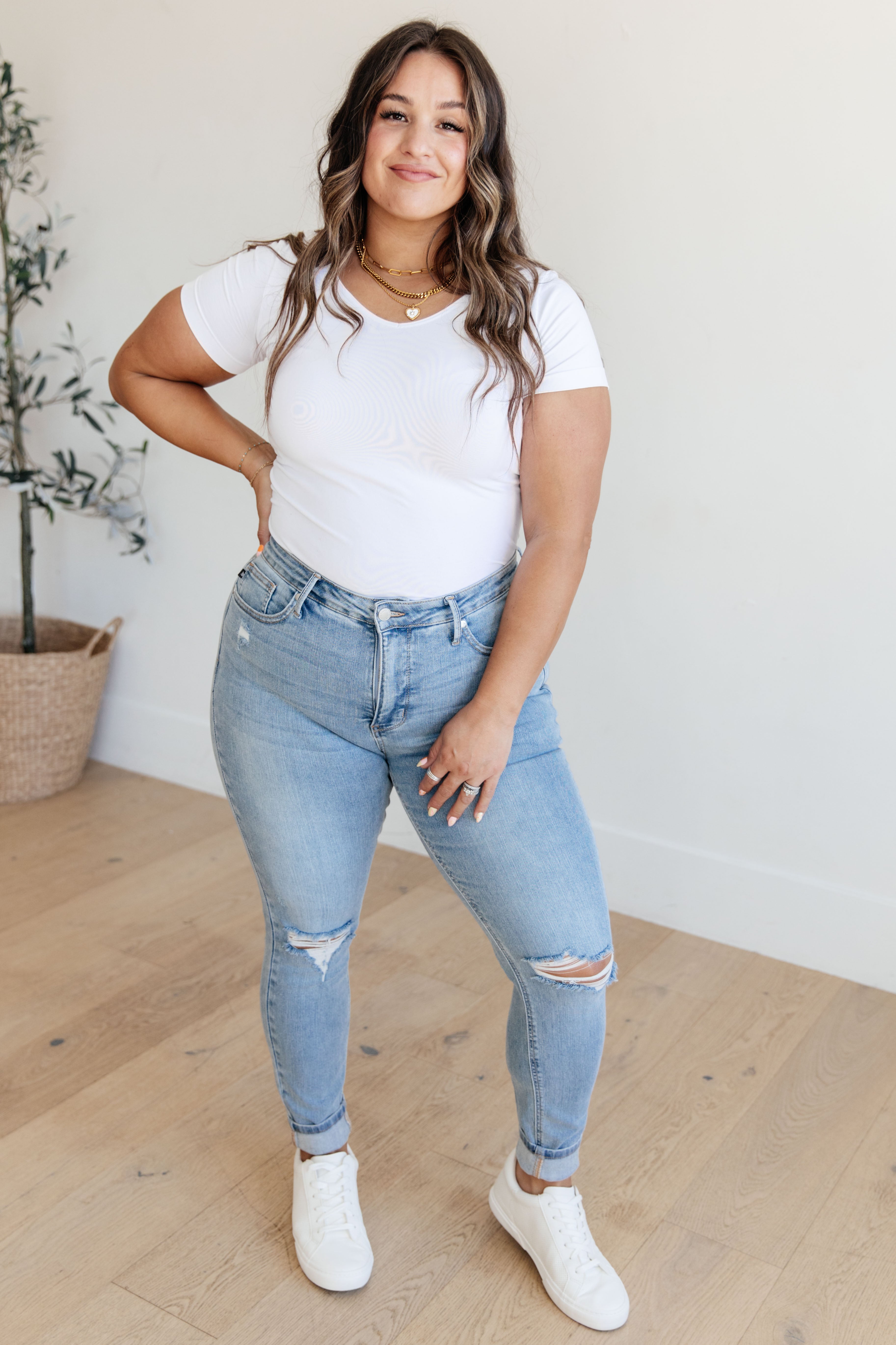 Eloise Control Top Distressed Skinny Jeans