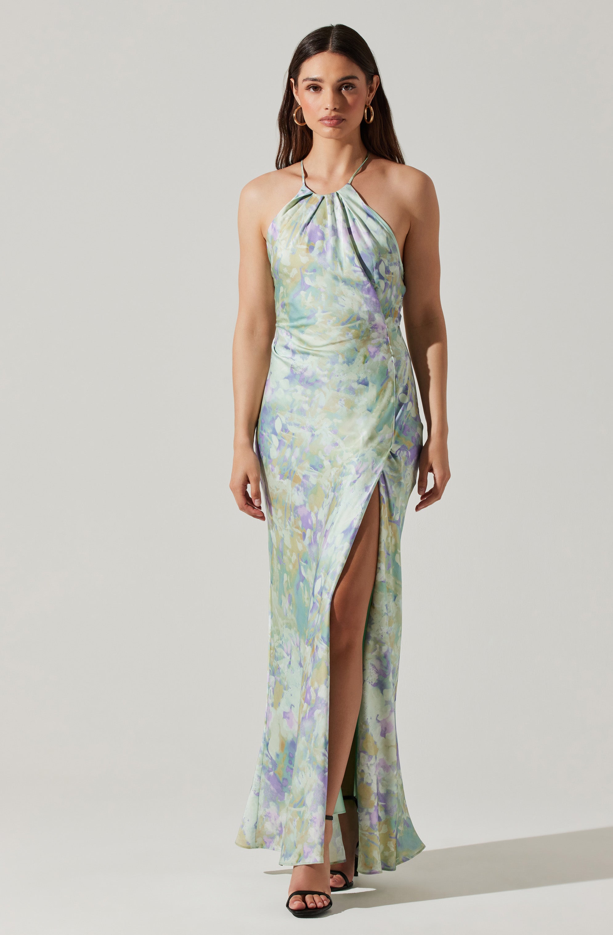 Elynor Maxi Dress - Satin Halter Style