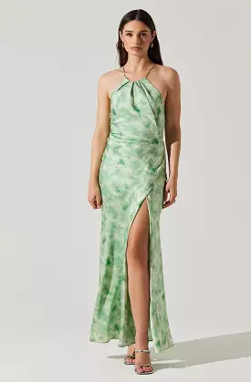 Elynor Maxi Dress - Satin Halter Style