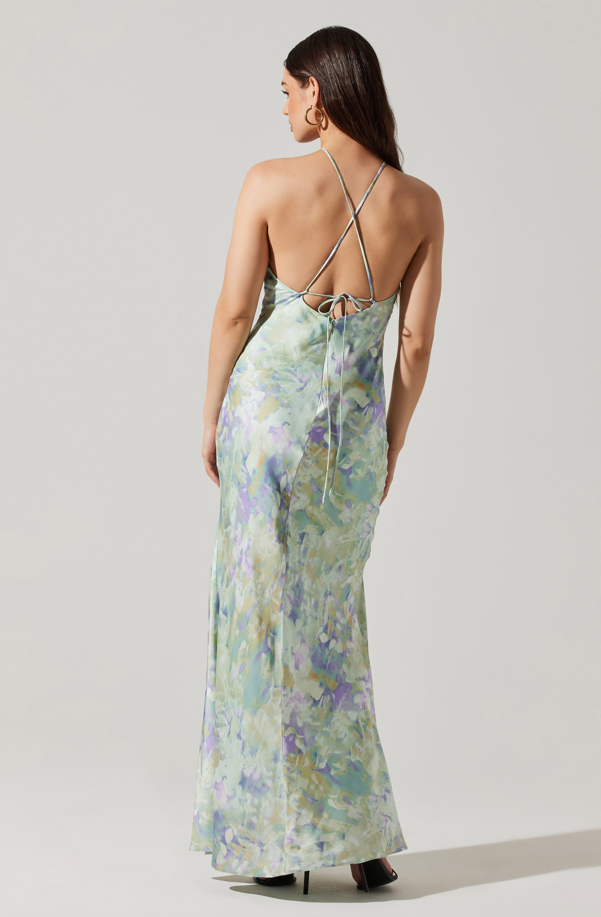 Elynor Maxi Dress - Satin Halter Style