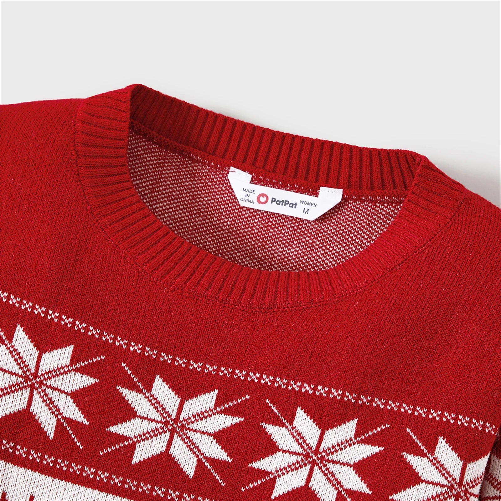 Family Matching Christmas Sweater with Deer and Snowflake Design | Long-sleeve Knitted Sweater