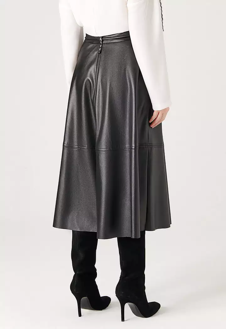 Faux Leather Skirt + Faux Leather Belt | Online Shopping