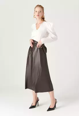 Faux Leather Skirt + Metal Buckle Belt - One Result