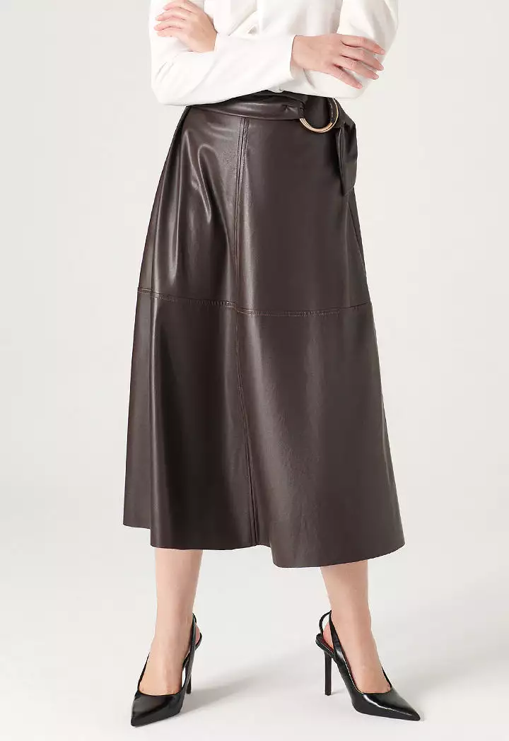 Faux Leather Skirt + Metal Buckle Belt - One Result