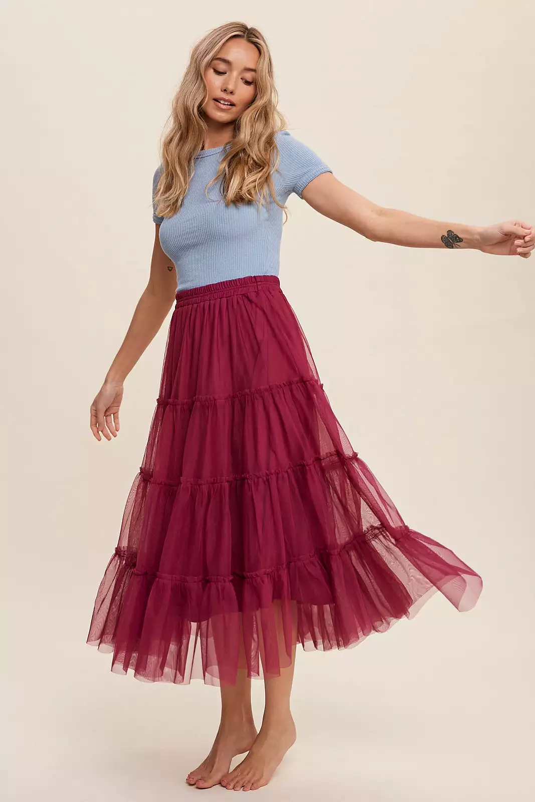 Favorite tiered mesh flouncy skirt - Best tiered mesh skirt - Trendy flouncy skirt - Stylish tiered skirt - Must-have mesh skirt