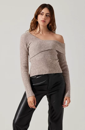 Foldover Asymmetrical Sweater