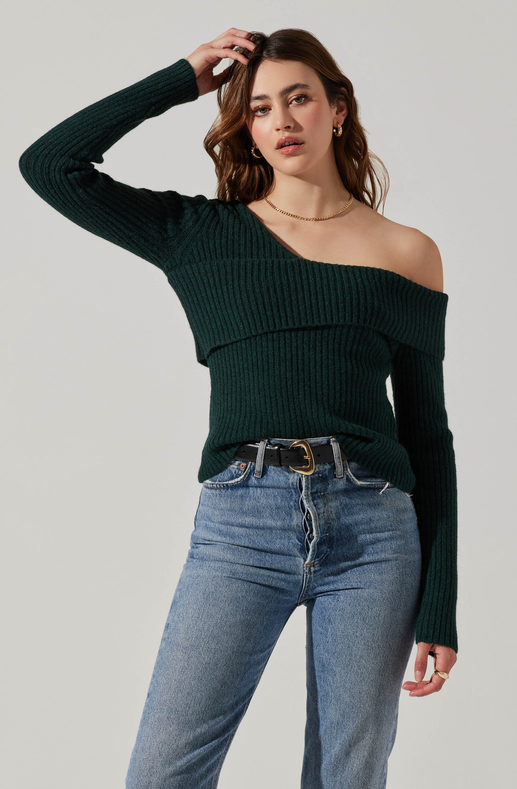 Foldover Asymmetrical Sweater