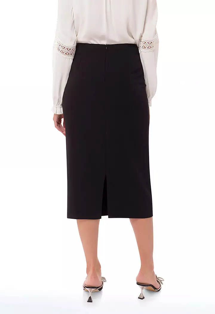 Formal Buttoned Midi Skirt