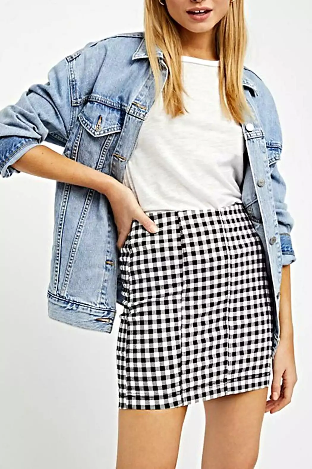 Free People Black Gingham Mini Skirt - Buy Now!