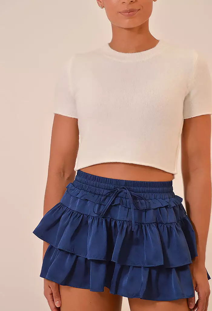 Georgina Navy Ruffle Skort