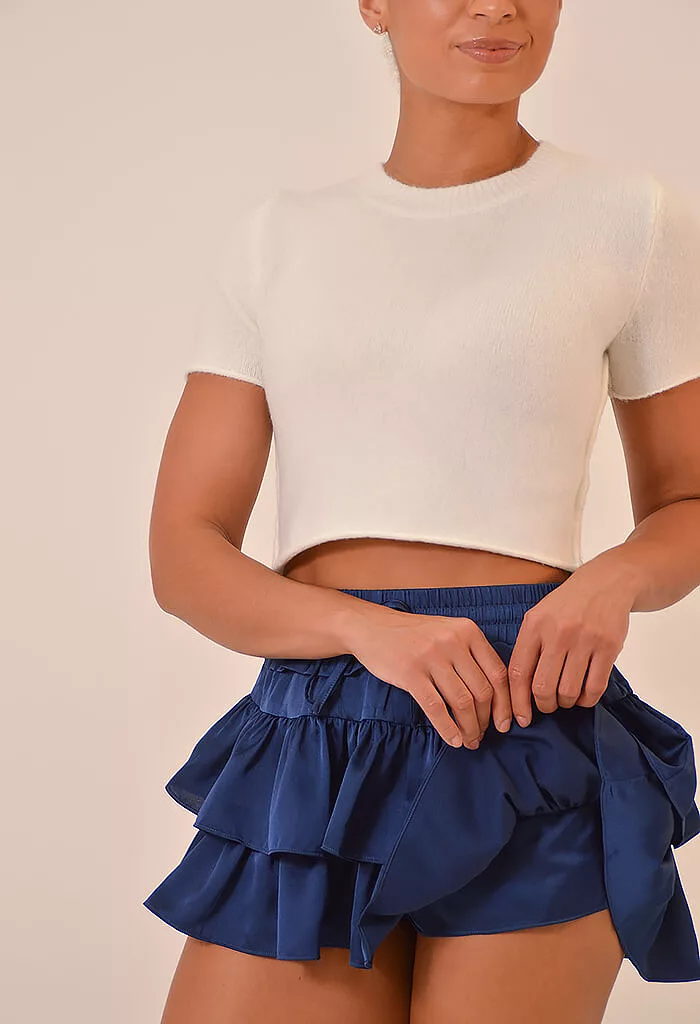 Georgina Navy Ruffle Skort