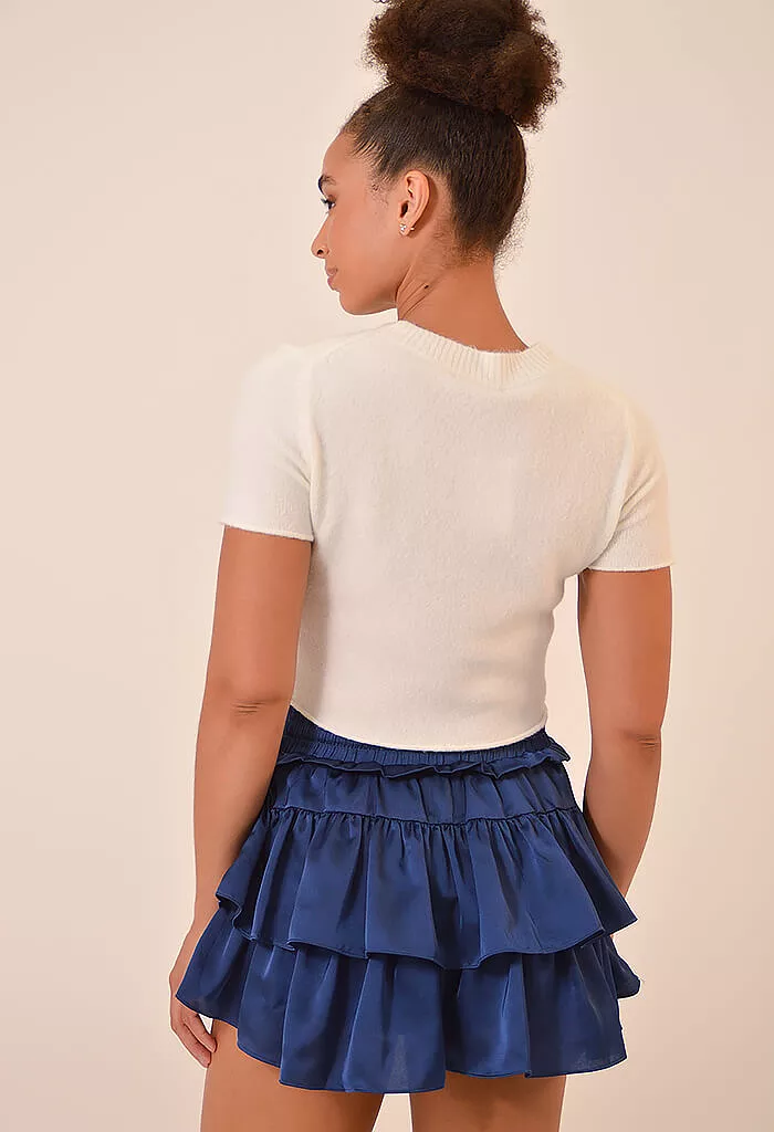 Georgina Navy Ruffle Skort