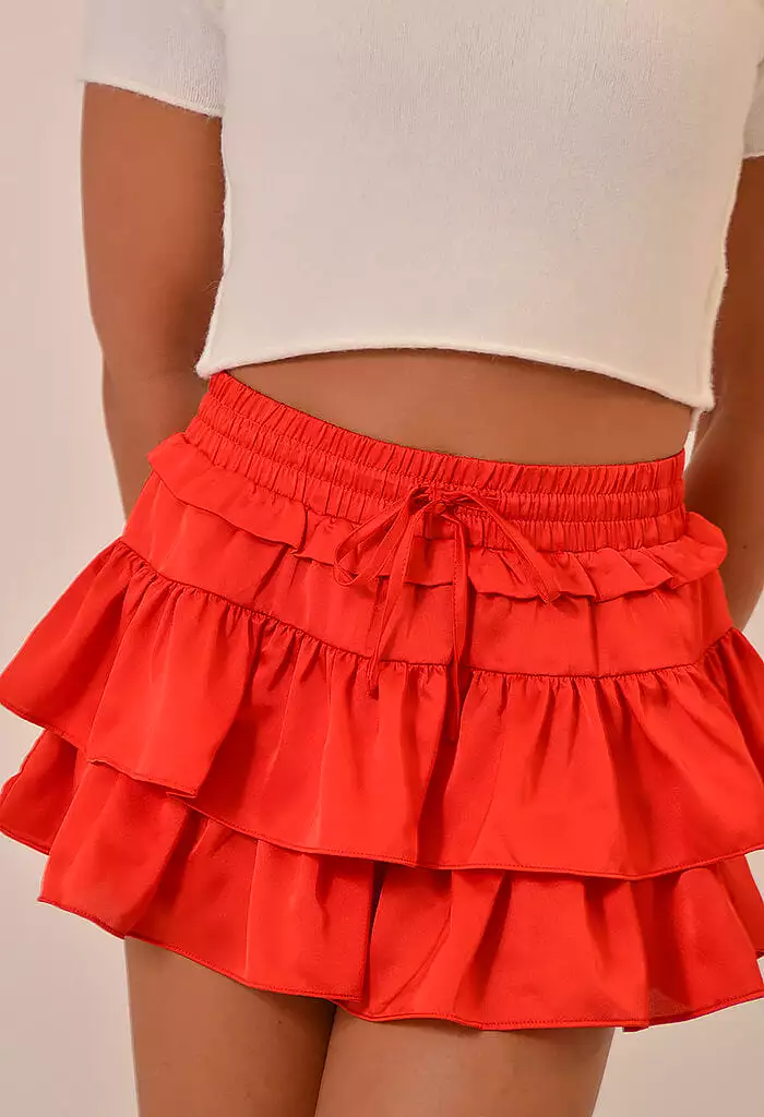 Georgina Red Ruffle Skort