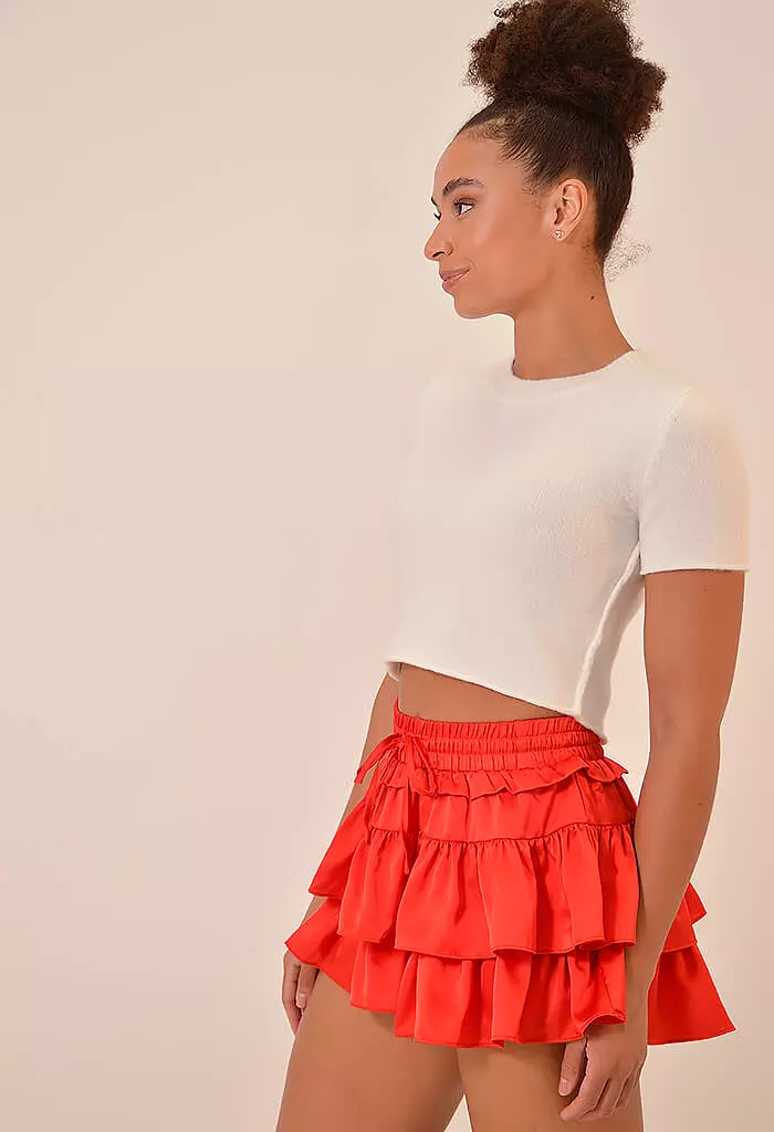 Georgina Red Ruffle Skort