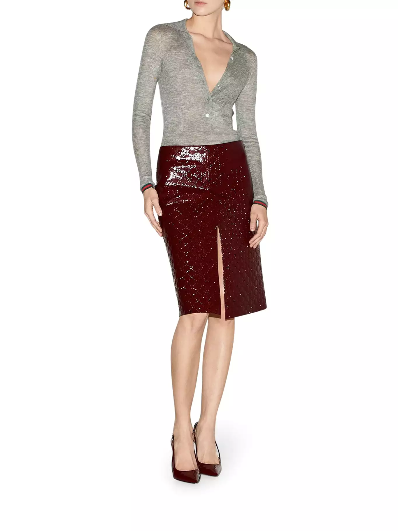 GG Motif Midi Skirt with Embossed Design