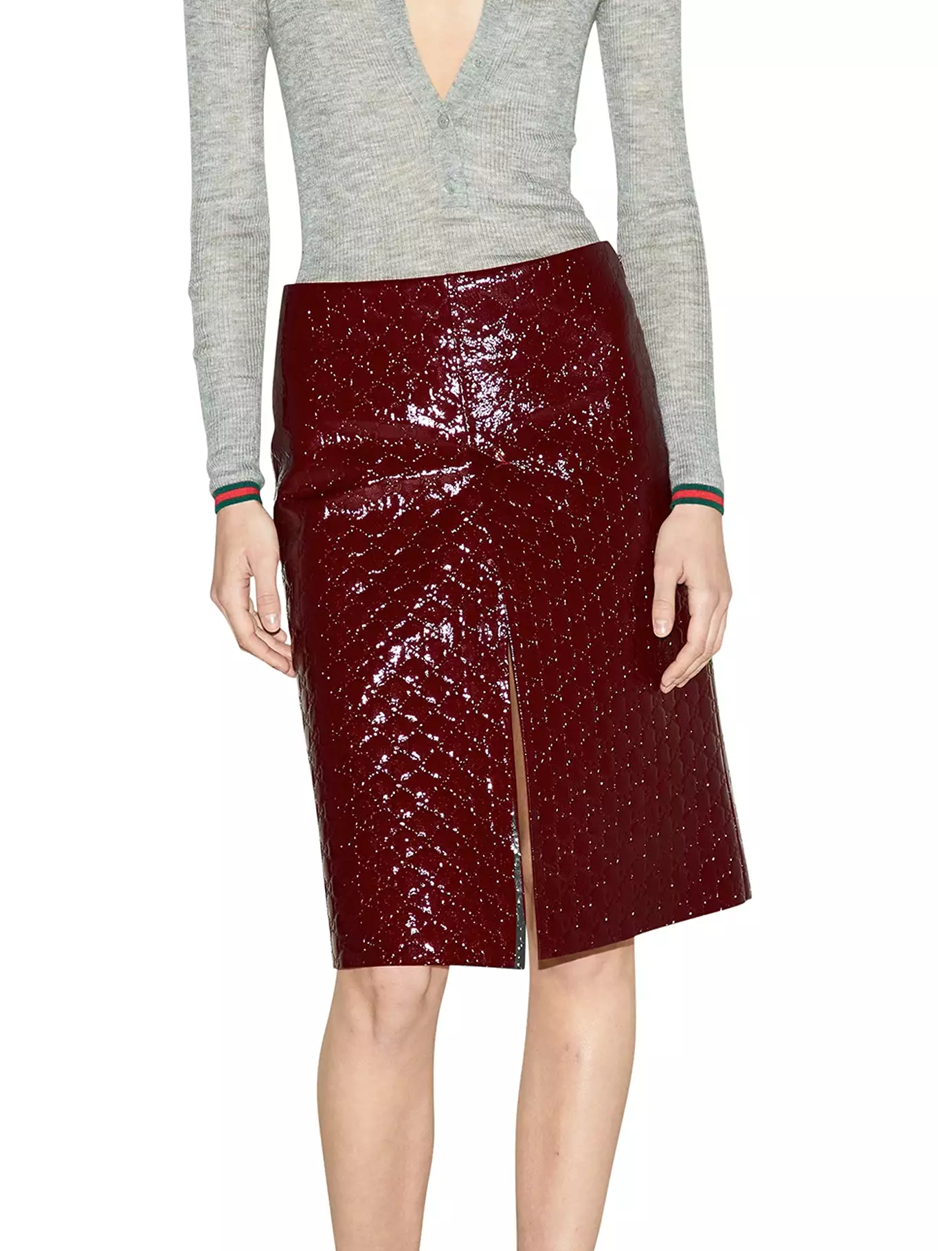 GG Motif Midi Skirt with Embossed Design