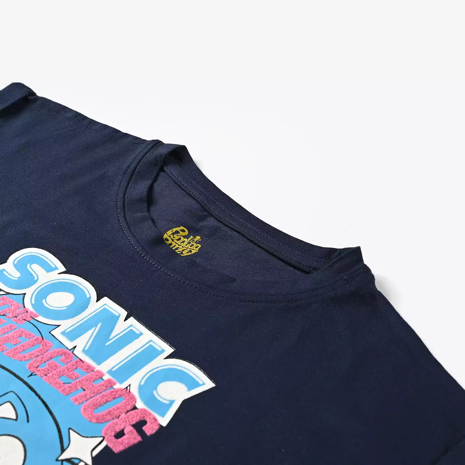 Girls Navy Blue T-Shirt H/S Sonic - Cotton Jersey.