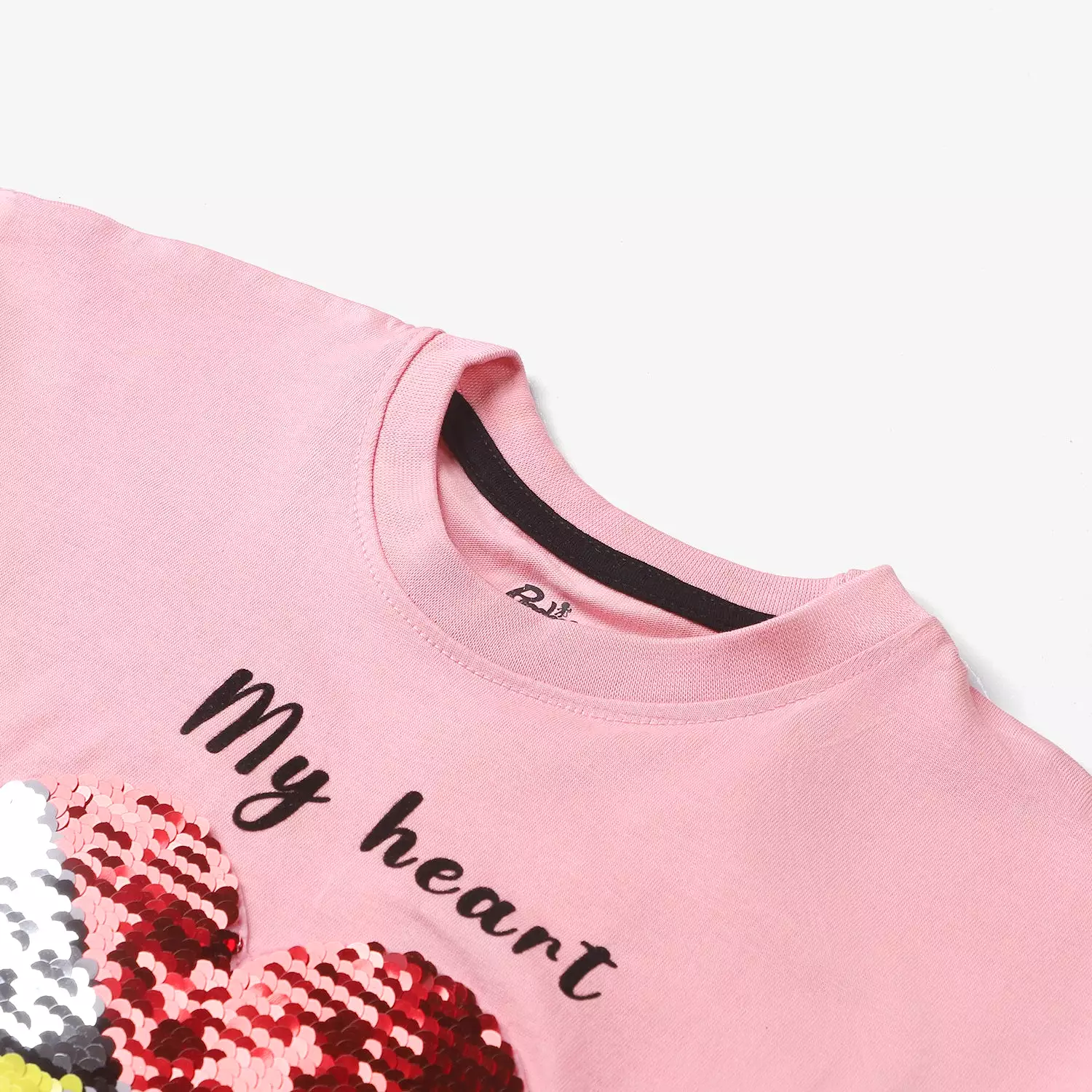 Girls Pink Heart Short Sleeve Cotton Jersey T-Shirt